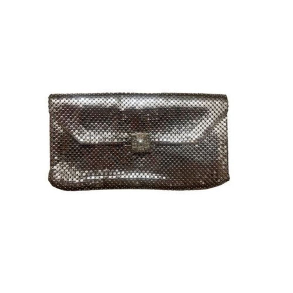Vintage Whiting & Davis Silver Mesh Clutch with Rhinestone Clasp